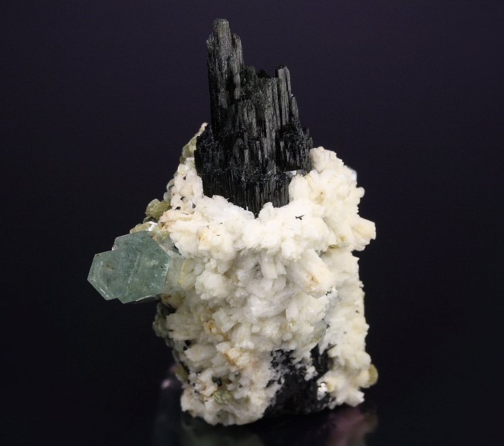 BERYL var. AQUAMARINE, TOURMALINE SCHORL, MUSCOVITE, FELDSPAR