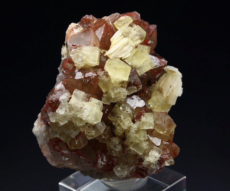 FLUORITE, QUARTZ with red HEMATITE INCLUSIONS, BARYTE