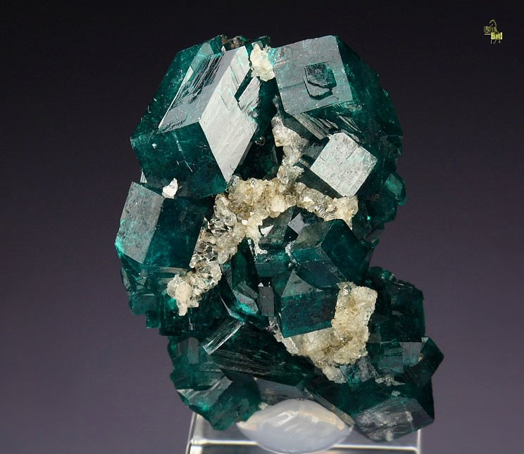 gem DIOPTASE, QUARTZ