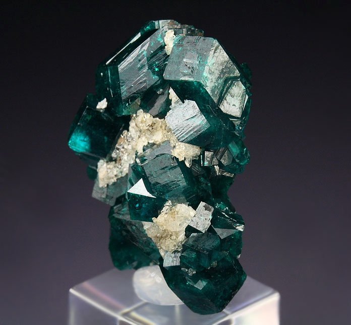 gem DIOPTASE, QUARTZ