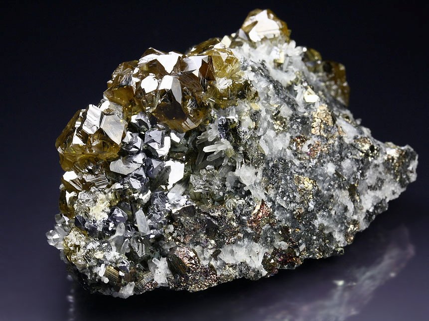 gem SPHALERITE var. CLEIOPHANE, GALENA, QUARTZ