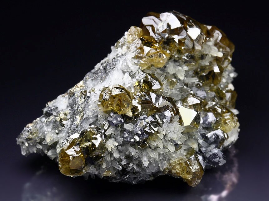 gem SPHALERITE var. CLEIOPHANE, GALENA, QUARTZ