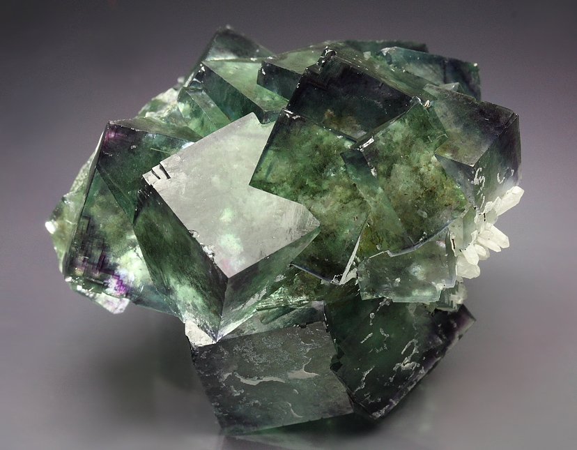 FLUORITE with purple PHANTOMS, QUARTZ