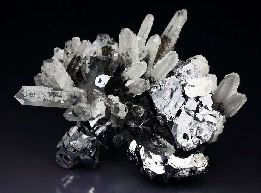 GALENA, QUARTZ with SPHALERITE inclusions, CALCITE