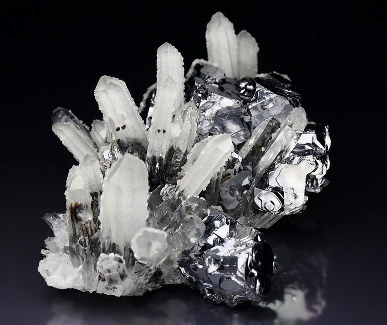 GALENA, QUARTZ with SPHALERITE inclusions, CALCITE