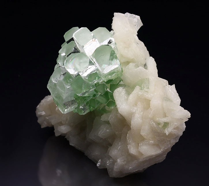 FLUORAPOPHYLLITE-(K) disco ball, STILBITE