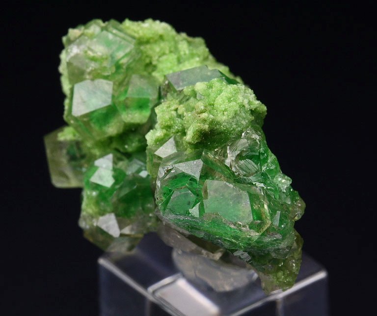 gem GARNET var. GROSSULAR with GREEN CHROMIAN PHANTOMS, DIOPSIDE