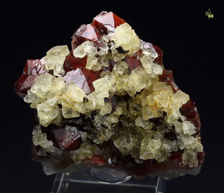 FLUORITE, QUARTZ with red HEMATITE INCLUSIONS