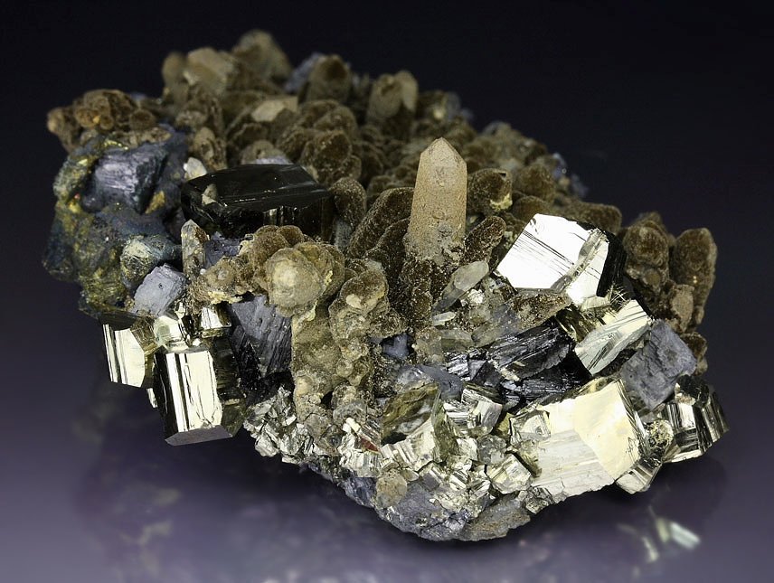 CLINOCHLORE, PYRITE, QUARTZ, GALENA