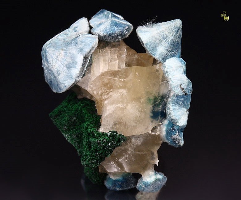 PLANCHEITE, MALACHITE, CALCITE