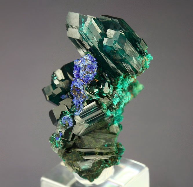 gem DIOPTASE, AZURITE