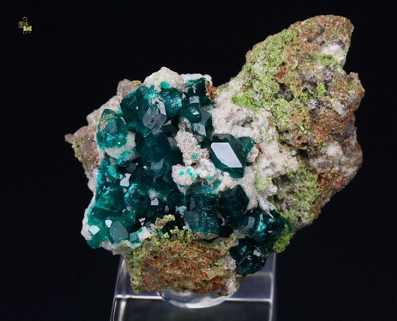 gem DIOPTASE, CALCITE, DUFTITE