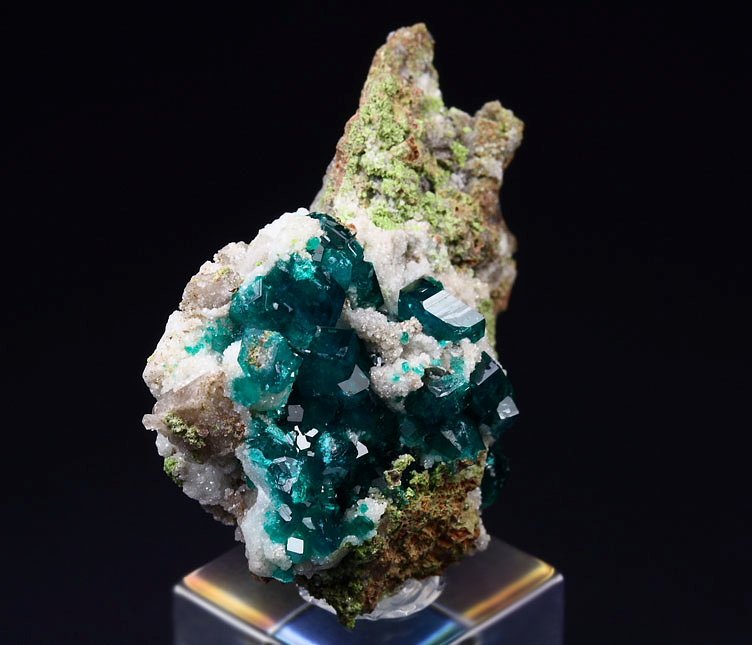 gem DIOPTASE, CALCITE, DUFTITE