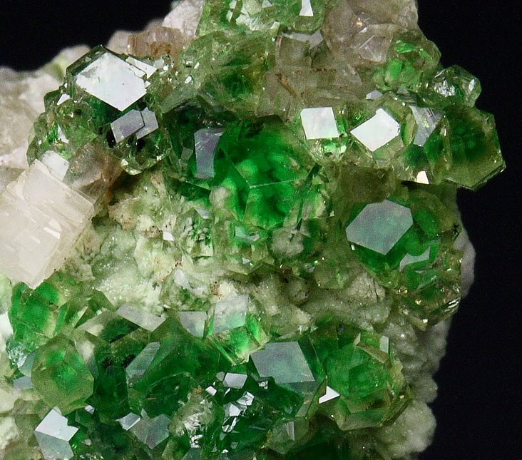 gem GARNET var. GROSSULAR with GREEN CHROMIAN PHANTOMS, PREHNITE