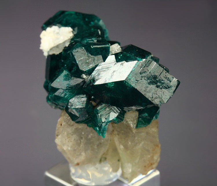 gemmy DIOPTASE bi-terminated, QUARTZ, CALCITE