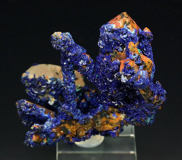 AZURITE, QUARTZ with HEMATITE coating