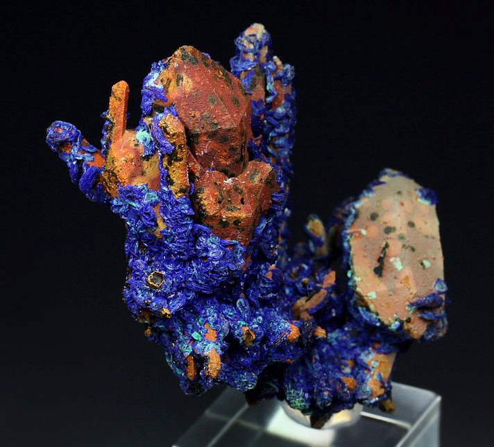 AZURITE, QUARTZ with HEMATITE coating