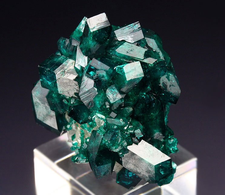 gem DIOPTASE, CALCITE