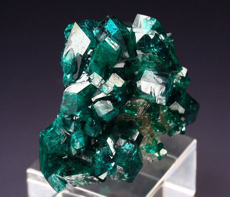 gem DIOPTASE, CALCITE