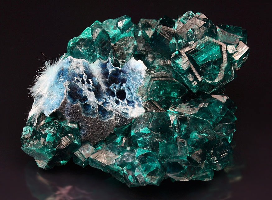 PLANCHEITE, gemmy DIOPTASE