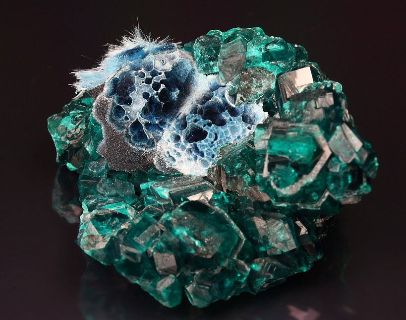 PLANCHEITE, gemmy DIOPTASE