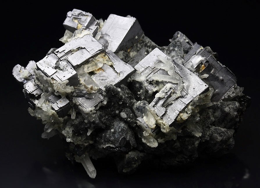 bended GALENA, QUARTZ, SPHALERITE