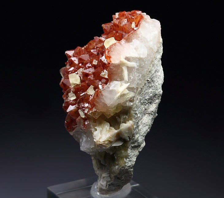 FLUORITE, QUARTZ with red  HEMATITE INCLUSIONS, BARYTE