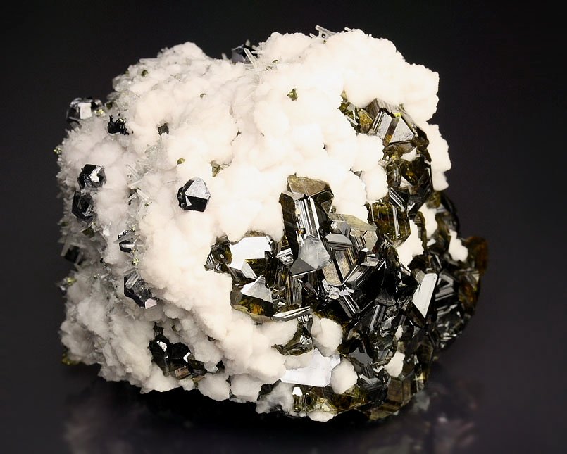 gem SPHALERITE var. CLEIOPHANE, CALCITE, GALENA, CHALCOPYRITE, QUARTZ