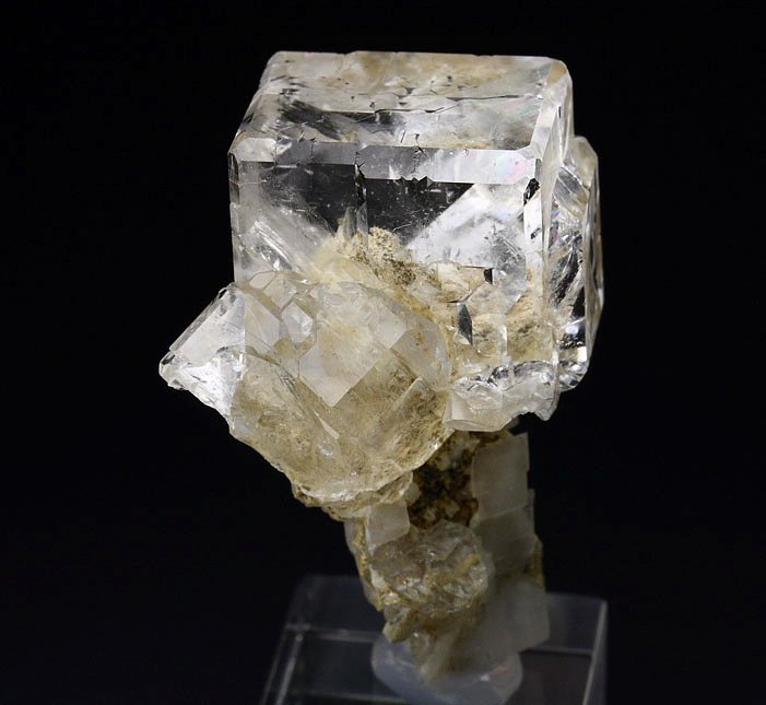 water-clear FLUORITE, CALCITE