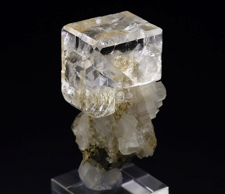 water-clear FLUORITE, CALCITE