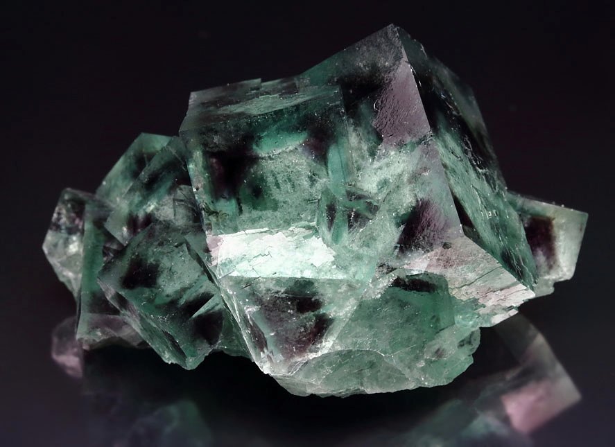 green FLUORITE with purple PHANTOMS