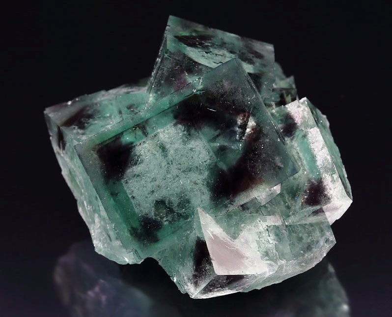 green FLUORITE with purple PHANTOMS