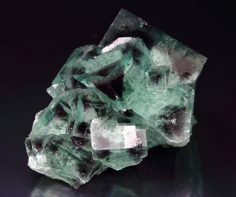 green FLUORITE with purple PHANTOMS