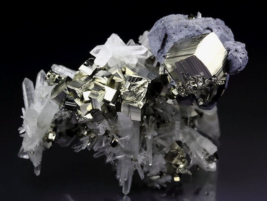 floater - PYRITE, GALENA, bi-terminated QUARTZ