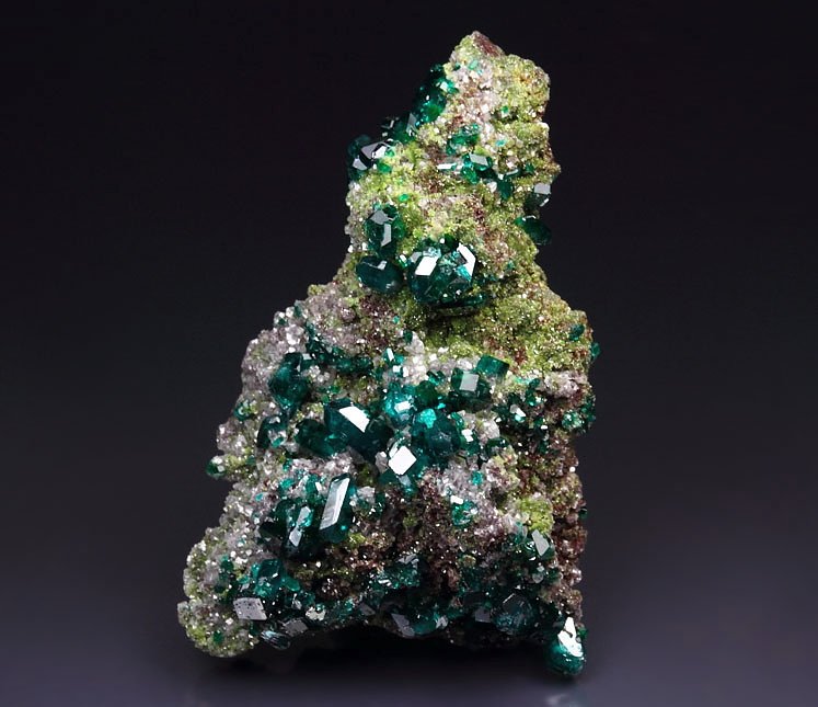 gem DIOPTASE, DUFTITE, CALCITE