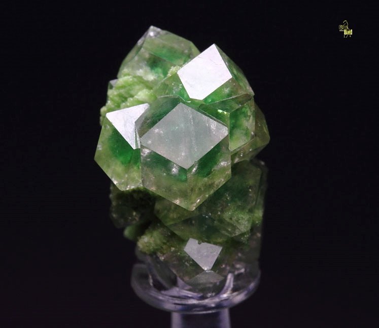 gem GARNET var. GROSSULAR with GREEN CHROMIAN PHANTOMS, DIOPSIDE