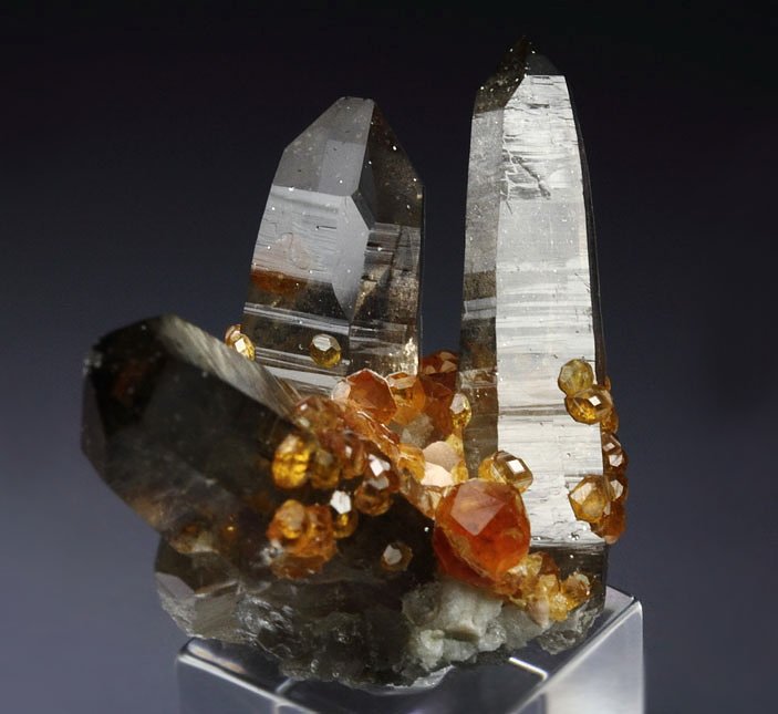 gem GARNET var. SPESSARTINE, QUARTZ var. SMOKY