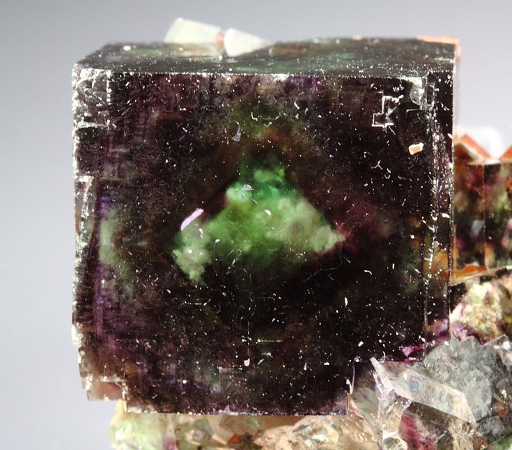 FLUORITE with PHANTOMS, QUARTZ with HEMATITE coating 