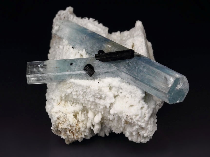 gem BERYL var. AQUAMARINE, TOURMALINE var. SCHORL, FELDSPAR