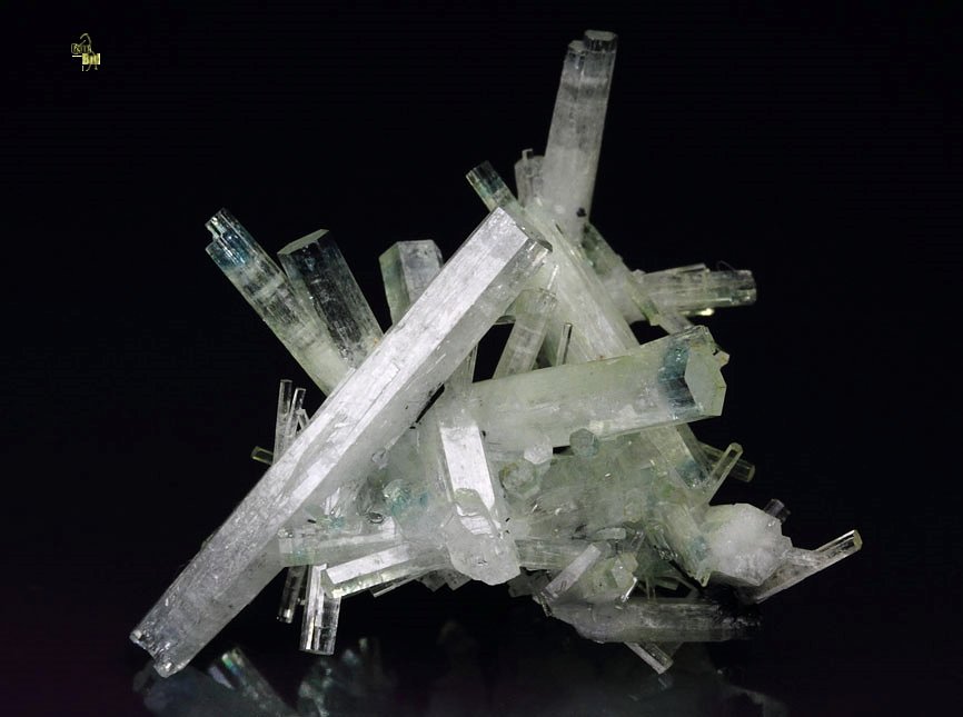 gem bi-color BERYL var. AQUAMARINE bi-terminated, TOURMALINE var. SCHORL