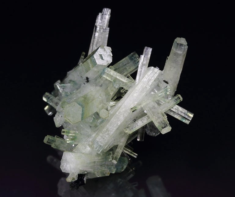 gem bi-color BERYL var. AQUAMARINE bi-terminated, TOURMALINE var. SCHORL