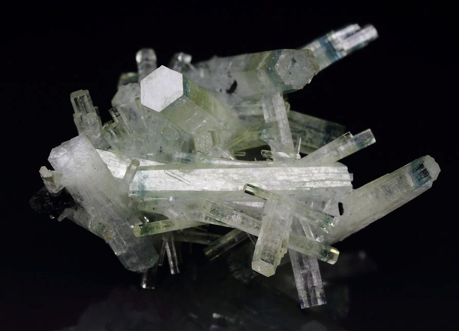 gem bi-color BERYL var. AQUAMARINE bi-terminated, TOURMALINE var. SCHORL