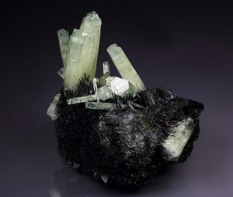 bi-color BERYL var. AQUAMARINE, TOURMALINE var. SCHORL