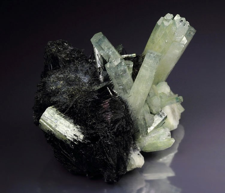 bi-color BERYL var. AQUAMARINE, TOURMALINE var. SCHORL