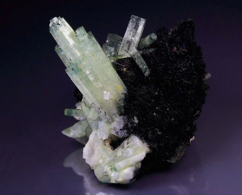 bi-color BERYL var. AQUAMARINE, TOURMALINE var. SCHORL