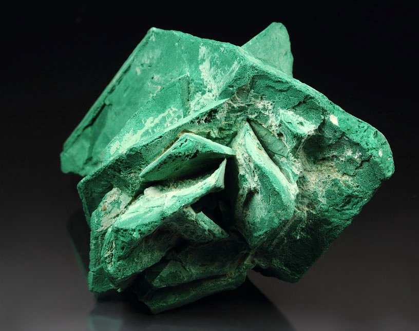 CALCITE pseudomorph after GLAUBERITE with man made green Copper coating - floater