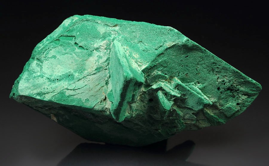 CALCITE pseudomorph after GLAUBERITE with man made green Copper coating - floater