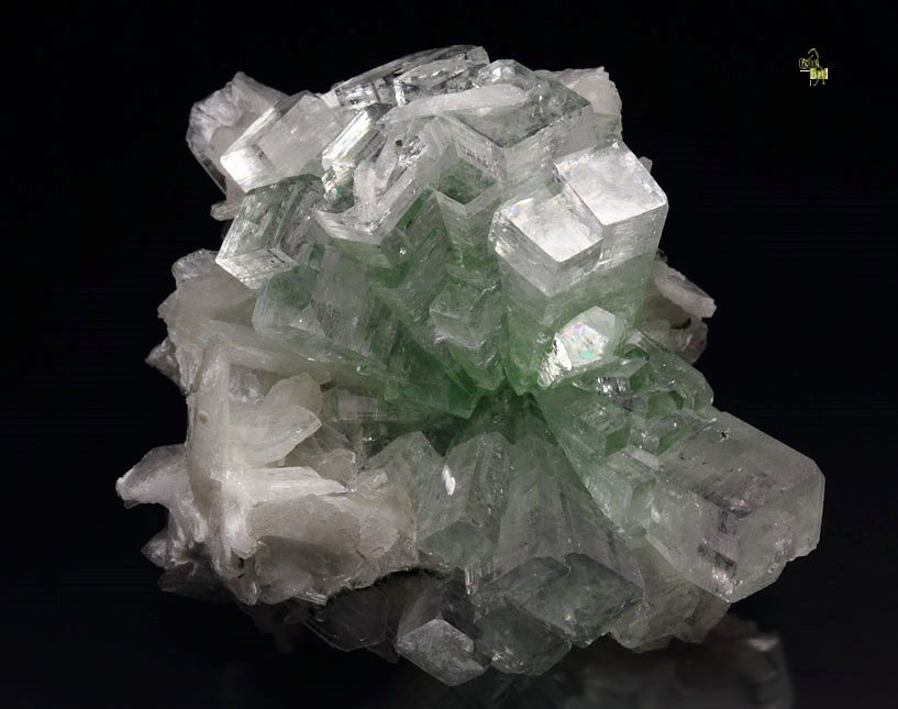 FLUORAPOPHYLLITE-(K) disco ball, STILBITE