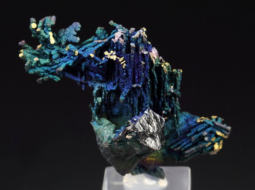 CHALCOCITE, DJURLEITE, iridescent CHALCOPYRITE