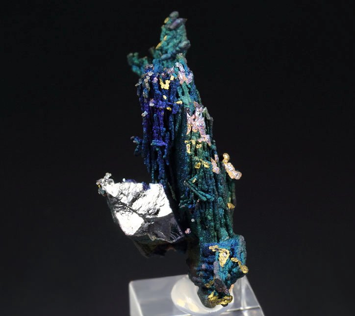 CHALCOCITE, DJURLEITE, iridescent CHALCOPYRITE